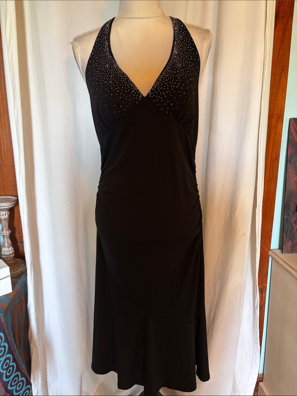 1990s black halter dress size large